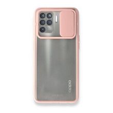 Oppo Reno 5 Lite Palm Buzlu Kamera Sürgülü Silikon Pembe Kılıf