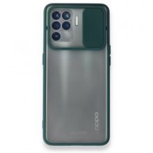 Oppo Reno 5 Lite Palm Buzlu Kamera Sürgülü Silikon Yeşil Kılıf