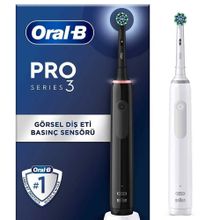 Oral-B 2'li Siyah & Beyaz Pro3 3900 Şarj Edilebilir Diş Fırçası Set