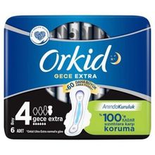 Orkid Gece Extra 4 Numara Gece Extra 6lı Hijyenik Ped