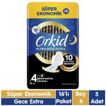 Orkid Ultra Gece Extra Boy 4 Kanatlı 5x16 Adet Hijyenik Ped