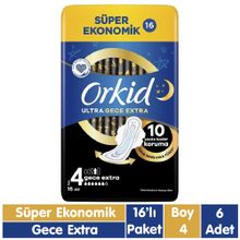 Orkid Ultra Gece Extra No:4 Kanatlı 6x16 96 Adet Hijyenik Ped