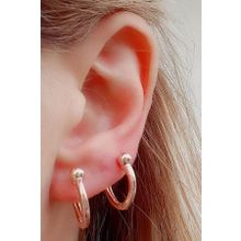 Oseshop İtalyan 925 Ayar Gümüş Rose Trend Toplu Halka Küpe