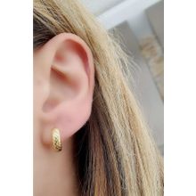Oseshop İtalyan 925 Ayar Gümüş Üzerine Altın Kaplama Minimal Halka Küpe