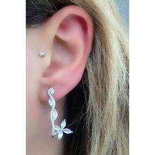 Oseshop Pırlanta Parlaklığında Zirkon Taşlı 925 Ayar Gümüş İtalyan Tasarım Şık Küpe
