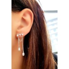 Oseshop Pırlanta Parlaklığında Zirkon Taşlı 925 Ayar Gümüş Sallantılı Küpe