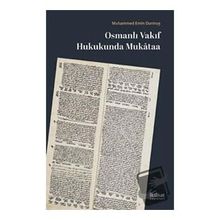 Osmanlı Vakıf Hukukunda Mukataa Mehmet Emin Durmuş