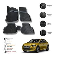 OtoLine Peugeot 208 2020 Sonrası 3D Gri Siyah Havuzlu Paspas
