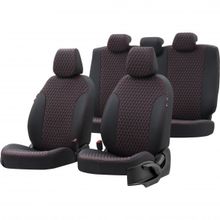 Otom Ford B-Max 2012-2016 Özel Üretim Amsterdam Design Deri Siyah - Kırmızı Oto Koltuk Kılıfı