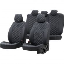 Otom Ford B-Max 2012-2016 Özel Üretim Madrid Design Deri Siyah - Beyaz Oto Koltuk Kılıfı