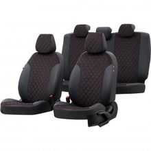 Otom Ford C-Max 2003-2010 Özel Üretim Madrid Design Tay Tüyü Kırmızı - Siyah Oto Koltuk Kılıfı