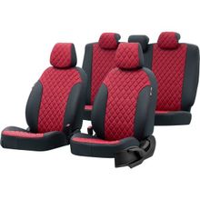 Otom Seat Leon 1999-2005 Özel Üretim Madrid Design Deri Kırmızı - Siyah Oto Koltuk Kılıfı