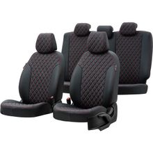 Otom Volvo S80 2006-2016 Özel Üretim Madrid Design Deri Siyah - Kırmızı Oto Koltuk Kılıfı