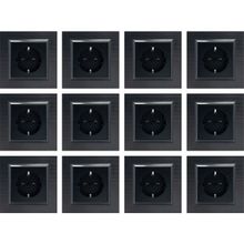 Ovivo 12 Adet Quantum Antrasit Topraklı Çerçeveli Priz