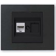 Ovivo Grano Siyah Çerçeve + Siyah Metalik Cat6 RJ45 Prizi
