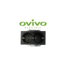 Ovivo Grano Siyah Renk Çerçeve Hariç 2 Adet Topraklı Priz