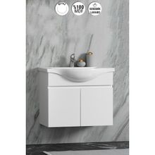 Özceden Yıldız 80 cm Komple Parlak Beyaz Renkli Mdf Alt Dolap ve Lavabo Taşı