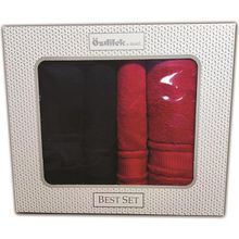 Özdilek Colourist Best Set Siyah Kırmızı Hamam Takımı