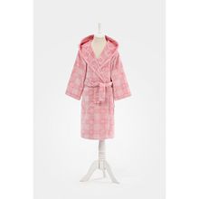 Özdilek Shell Plaid 5/6 Yaş Pembe Kapüşonlu Kadife Çocuk Bornozu