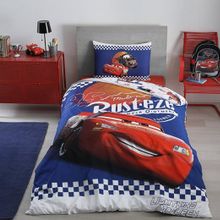 Özdilek Şimşek Mcqueen Cars Cyber Mavi Ranforce Lisanslı Fitted Çarşaflı Tek Kişilik Çocuk Nevresim Takımı