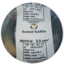 Öznur 2,5 mm Nya Tek Damar Siyah 100 m Kablo