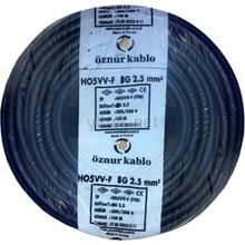 Öznur H05Vv-F 2 x 2.5 mm Siyah Tam Bakır 7 mt Ttr Kablo