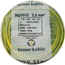 Öznur Nya 2.5 mm² 15 m 100 m Sarı-Yeşil Tek Damar Kablo