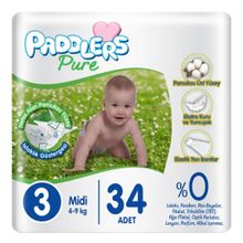 Paddlers Pure No:3 Midi 34 Adet Bebek Bezi