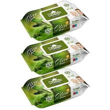 Pafilya Zeytin Plastik Kapaklı 3x120 Adet Bebek Islak Mendil