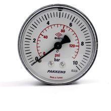 Pakkens 0-10 Bar 50 mm Arkadan Bağlantılı Kuru G 1/8 inç Manometre