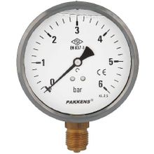 Pakkens Gliserinli G 1/2 inç 0-6 Bar 100 mm Alttan Bağlantılı Manometre