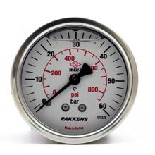 Pakkens Gliserinli G 1/4 inç 0-60 Bar 63 mm Arkadan Bağlantılı Panotipi Manometre
