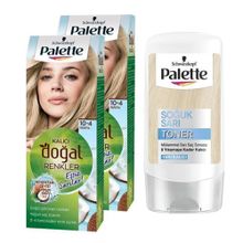 Palette Kalıcı Doğal Renkler Saç Boyası 10-4 Papatya 2 Adet Saç Boyası + Soğuk Sarı Palette Toner