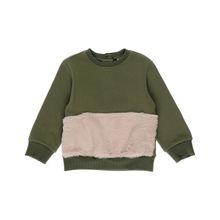 Panço 2221GB08028 Yeşil Peluş Kürk Detaylı Kız Çocuk Sweatshirt