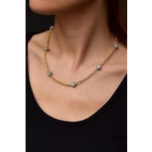 Papatya Silver 925 Ayar Altın Kaplama Firuze Nazar Göz Gümüş Kolye