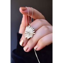 Papatya Silver 925 Ayar Antik ve Etnik Desenli Vintage Mısır Tanrıçası Kızıldere Kafası Kadın Gümüş Kolye