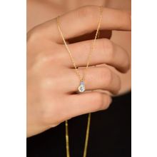 Papatya Silver 925 Ayar Gold Kaplama Göz Mineli Zirkon Taşlı Yuvarlak Tektaş Kadın Gümüş Kolye