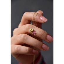 Papatya Silver 925 Ayar Gold Kaplama Harf Minimal Fuşya Zirkon Taşlı Kelebek Kadın Gümüş Kolye