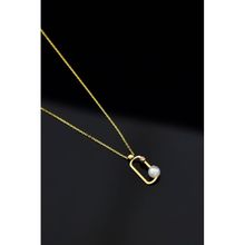 Papatya Silver 925 Ayar Gold Kaplama İncili Dorika Toplu Ataç Kadın Gümüş Kolye