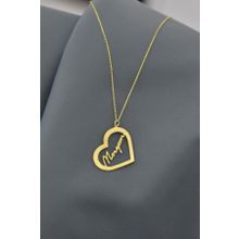 Papatya Silver 925 Ayar Gold Kaplama Meryem Yazılı Kesim Kalp Kadın Gümüş Kolye