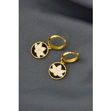 Papatya Silver 925 Ayar Gold Kaplama Mineli Lotus Çiçeği Halka Gümüş Küpe