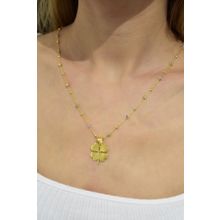 Papatya Silver 925 Ayar Gold Kaplama Mineli Nazar Toplu Zincir Yonca Kadın Gümüş Kolye