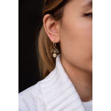 Papatya Silver 925 Ayar Gold Kaplama Mineli Papatya Lotus Halka Gümüş Küpe