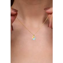 Papatya Silver 925 Ayar Gold Kaplama Mineli Pati Gümüş Kolye