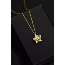 Papatya Silver 925 Ayar Gold Kaplama Montür İçi Harfli Yıldız Kadın Gümüş Kolye
