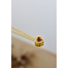 Papatya Silver 925 Ayar Gold Kaplama Ocak Ayı Doğum Taşı Kalp Montür Kadın Gümüş Kolye