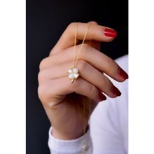 Papatya Silver 925 Ayar Gold Kaplama Sedef Yonca Kadın Gümüş Kolye