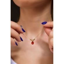 Papatya Silver 925 Ayar Gold Kaplama Turuncu Damla Kenarları Çift Dorica Toplu Gümüş Kolye
