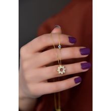 Papatya Silver 925 Ayar Gold Kaplama Zirkon Taşlı Güneş Montür Dorika Toplu Kadın Gümüş Kolye