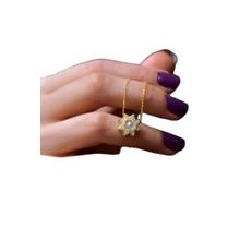 Papatya Silver 925 Ayar Gold Kaplama Zirkon Taşlı Montür İncili Güneş Kadın Gümüş Kolye